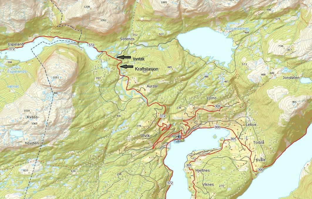 FYLKESRÅDMANNEN, 18.04.2013: 1. Innleiing Det ligg føre søknad om løyve til å bygge Ulsberg kraftverk i Espelandselvi i Ulvik herad, med tilhøyrande koplingsanlegg og kraftliner.