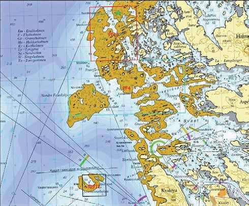 Figur 7. Prøvehøstefelt 4 (turkis ramme), prøvehøstefelt 11 (rød ramme) og referansefelt 11 (sort ramme). Grønn stjerne markerer områder der det ble gjort innsamling av taremateriale.