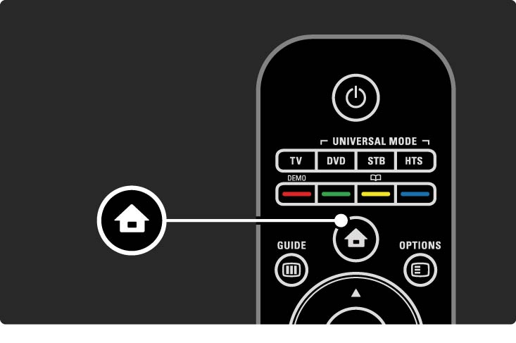 2.2.2 Hjemh Menyen Hjem viser aktivitetene som du kan gjøre med TVen. Trykk på h for å åpne menyen Hjem.