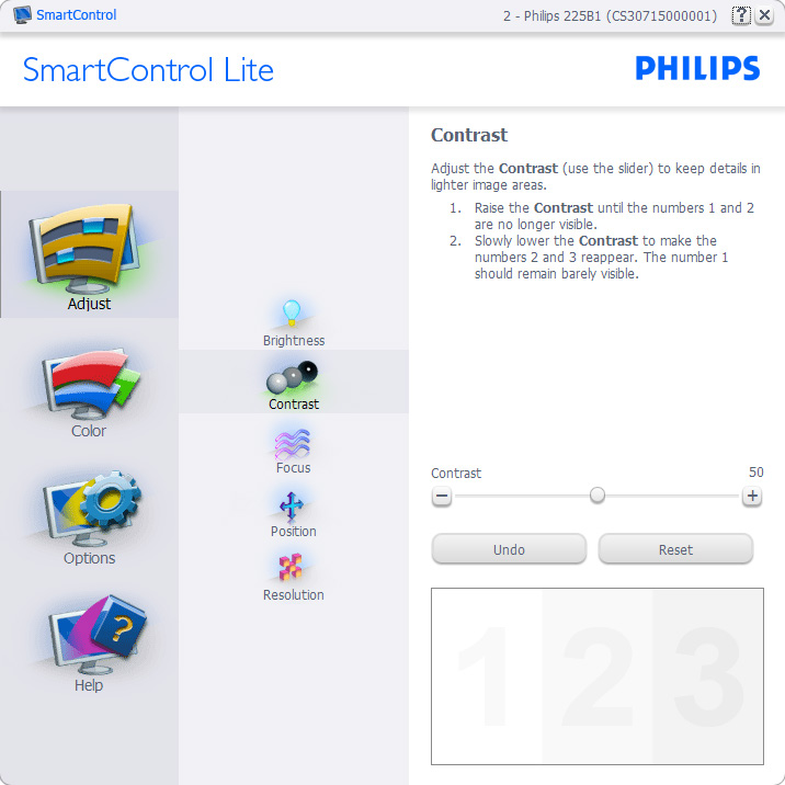 3. Bildeoptimering Start med Standard-rute: Adjust menu (Justeringsmeny): Med Adjust