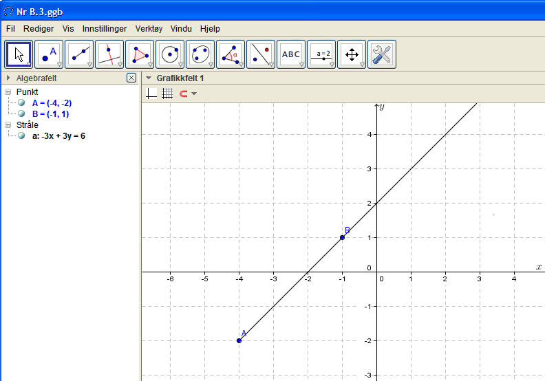NIVÅ B Vi markerer derfor punktet (-4,-2) og trykker deretter på punktet