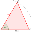 NIVÅ D Slik kan du bruke geogebra: 1. Tegnet AB=5,2cm som «linjestykke med fast lengde», C.6 (Dynamisk geometri). 2. Tegnet 60 o -vinkel i A, B.