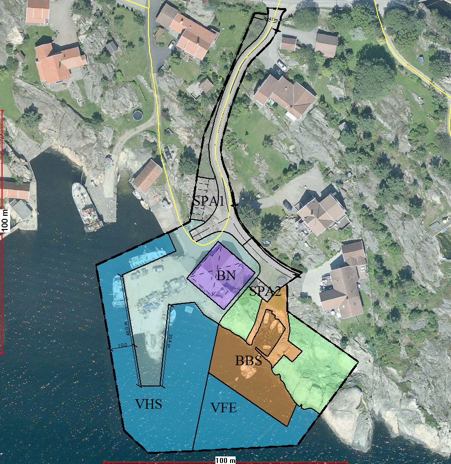 Figur 2 Plankartet med flyfoto transparent i bakgrunnen (Søgne kommune).