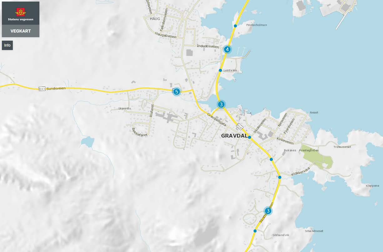 11 Ulykkesdata til SVV. Det er 21 registrerte trafikkulykker i radius på ca. 1 km fra Buksnes skole. Ulykker er i tidsperioden fra 198