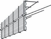 Endesteng Kategori Trapesprofil recostal 2000 Alternativ 1 Produkt kombinasjon 1 recostal 2000 Z for høyder opp til 2 m m/støttebøyler av armeringsjern på innsiden av stenge.