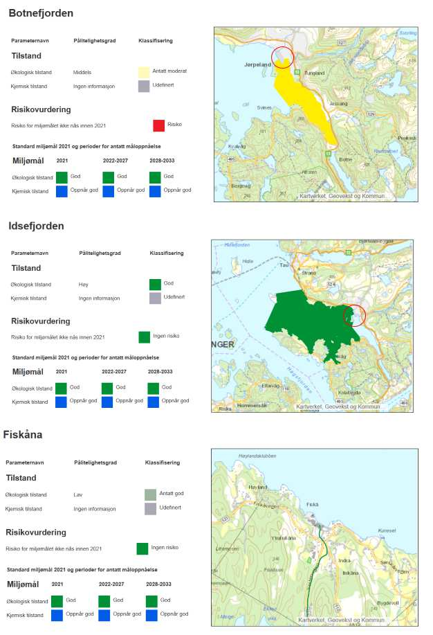 OVERVÅKINGSRAPPORT NORWEGIAN MATERIAL CENTER OF EXPERTISE 9 Figur 3: Sammenstilling av tilstand i vannforekomstene