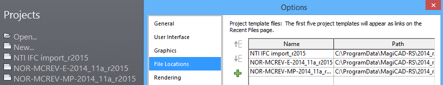 1. Konfigurasjon Template Nye prosjekter bør være basert på den norske Revit template-fil. Vi har laget separate filer for Elektro og VVS. Denne MagiCAD-versjonen støtter både Revit 2014 og 2015.