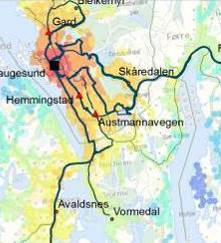 til/fra sentrum fremfor reiser mellom bydelene og til/fra områder der bilen uansett er det dominerende transportmiddelet.