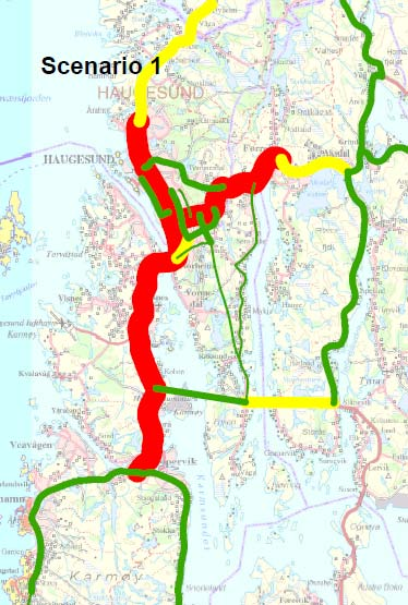 Eventuelle effekter som følge av endret arealbruk, bruk av restriktive virkemidler eller økt bruk av miljøvennlig transport, er da ikke tatt hensyn til.