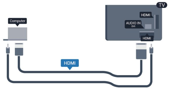 4.15 Hodetelefoner Du kan koble et sett med hodetelefoner til -kontakten på TVen. Kontakten er en 3,5 mm minijack. Volumet på hodetelefonene kan justeres separat. Slik justerer du volumet.