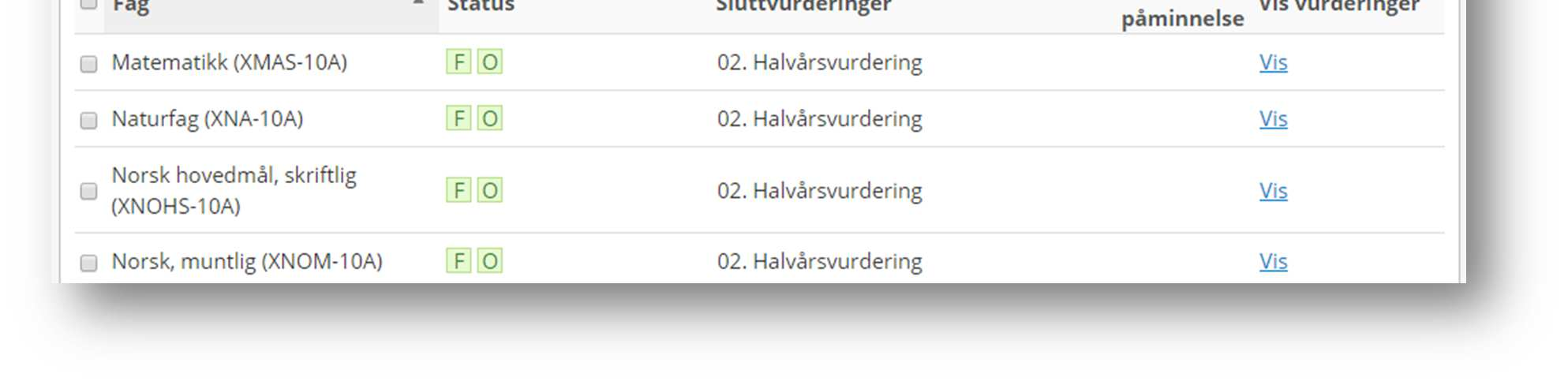 er fullført og at det da ikke er mulig å legge til halvårsvurderinger