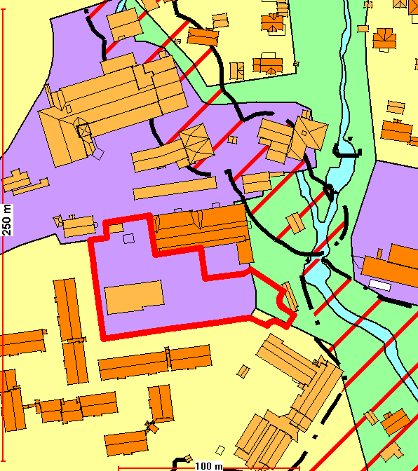 Planavgrensningen omfatter gbnr. 45/1556 og del av 45/1466.