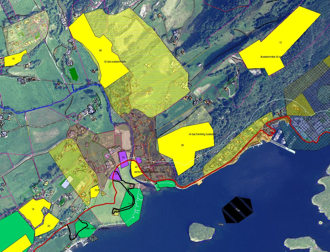 Strandvik Bustad 40 Bustad 66 Bustad 10 Næring 34 Bustad 49 Bustad 58 Bustad 33(b) Kommentert på forrige side Strandsone 36 og 11 Alle næringsinnspel vert med vidare, men det som er del av