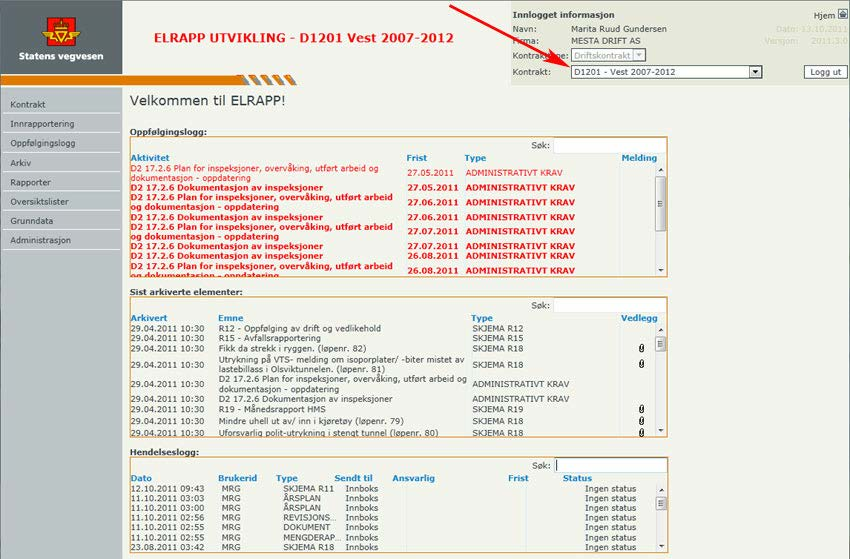 Del III - For entreprenører 57 Del III - For entreprenører 1 Fremgangsmåte Entreprenørmodul 1.1 Innlogging Entreprenøren logger seg inn på entreprenørmodulen på Internett.