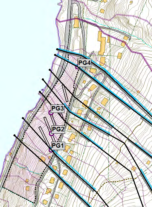 A lengst nord av vurdert areal, B opp til grensa til gbnr. 81/12 og C heilt i sør (gbnr. 81/12 og 29).