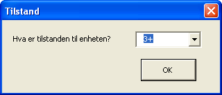 Eksempel 1 Trinn 3: Angi tilstand Vi antar at vi kjenner tilstanden til enheten etter