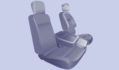 Seter 67 Multi-Flex sete Midtre sete Dette setet er utstyrt med et trepunkts sikkerhetsbelte med belteretur festet til stigen bak føreren.