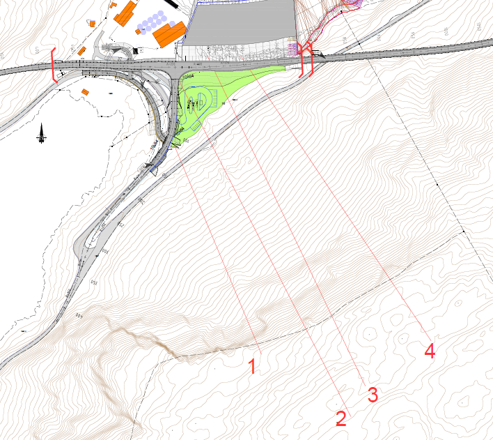 Figur 2: Oversiktskart over det aktuelle området. Grønt område er planlagt kollektivknutepunkt.