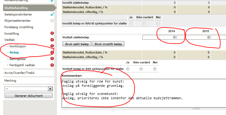 (Eks 1 avslag): (Eks 2 bevilgning): III.