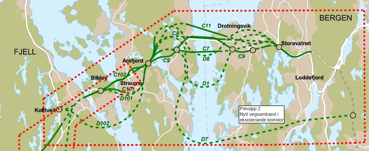 Prinsipp 2; Nytt samband i dagens korridor Storavatnet - Arefjord