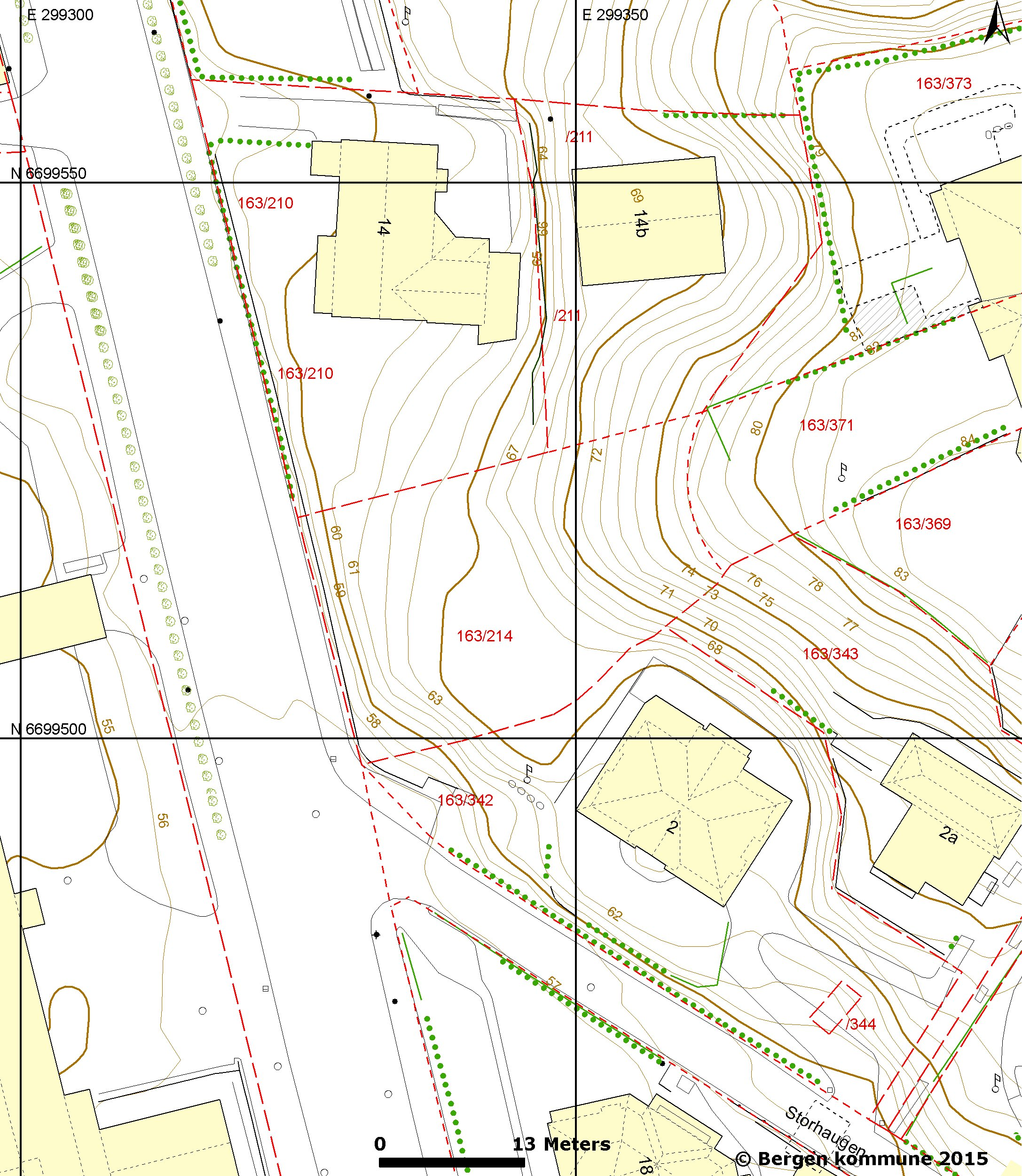 2015 Gnr/Bnr/Fnr: 163/214/0 BERGEN KOMMUNE 15,00 m 43,25 m