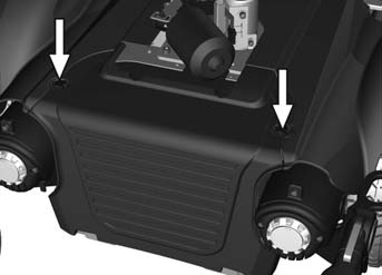 Vedlikehold og reparasjoner Bytte av batteri 1. Still rullestolen på et jevnt underlag 2. Kjør/fell ut beinstøttene og hev seteløfteren hvis det er mulig. 3.