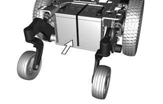 Konstruksjon og funksjon Batterier Rullestolens batterier er plassert under chassisdekslene.