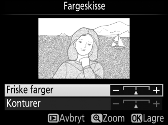 Før Etter Fargeskisse G-knapp N retusjeringsmeny Du kan opprette en kopi av et fotografi som ligner en skisse laget med fargeblyanter.