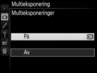 Multieksponering Følg trinnene nedenfor for å ta opp en serie med to eller tre eksponeringer i ett enkelt fotografi.