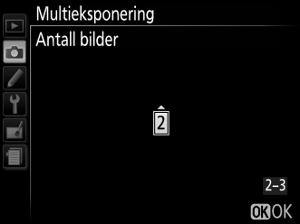 3 Velg antall bilder. Marker Antall bilder og trykk på 2. Dialogboksen til høyre vises.