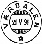 Stempel nr. 3 Type: SL Utsendt 22.05.1891 VÆRDALEN Innsendt 13.12.1912 Stempel nr.