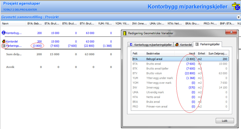 LCC, CO2- eq, Vekt, Avfall.