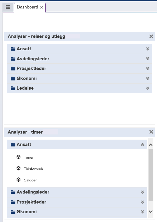 Rapport på dashboard - Dashboard har nå fått snarveier til