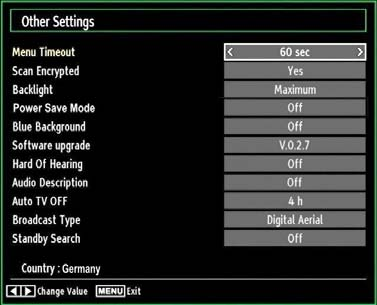 Configuring Other Settings To view general configuration preferences, select Other Settings in the Settings menu and press OK button. Operation Press or buttons to select an item.