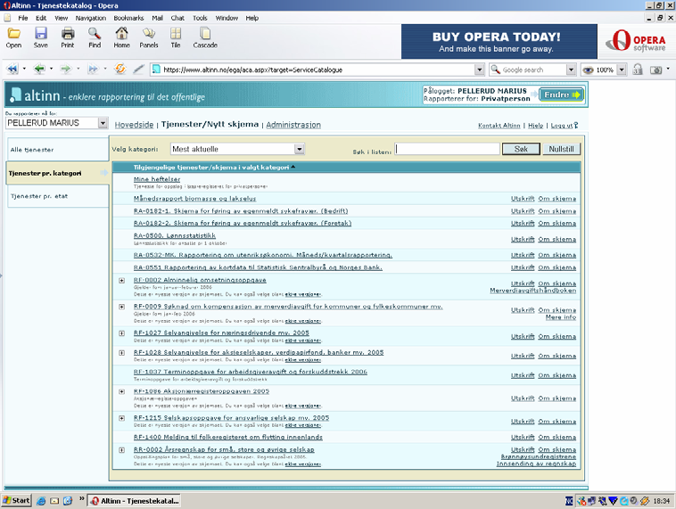 (NHD 2004). Innrapportering via Altinn skjer enten på web gjennom en vanlig nettleser eller direkte fra bedriftens lønns- og økonomisystemer (Altinn 2005a).