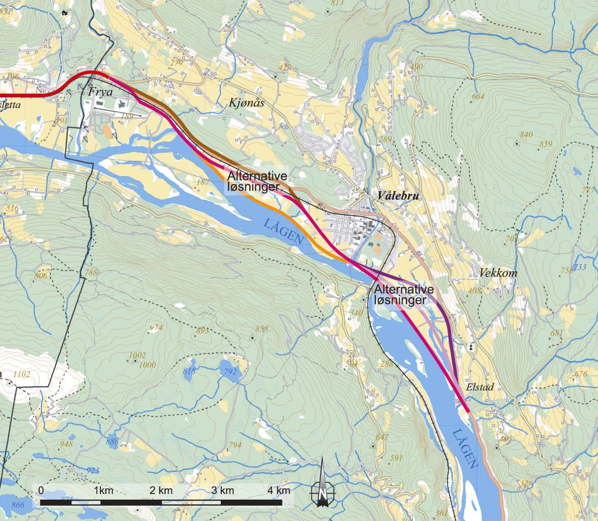18 Figur 5: Alternative veglinjer i