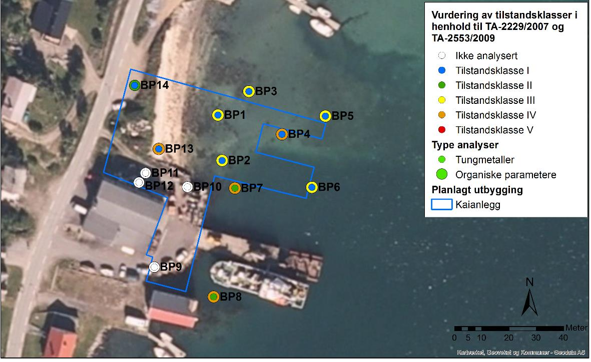 Figur 5.1 Bildet viser analyseresultatene for sediment- og jordprøvene.