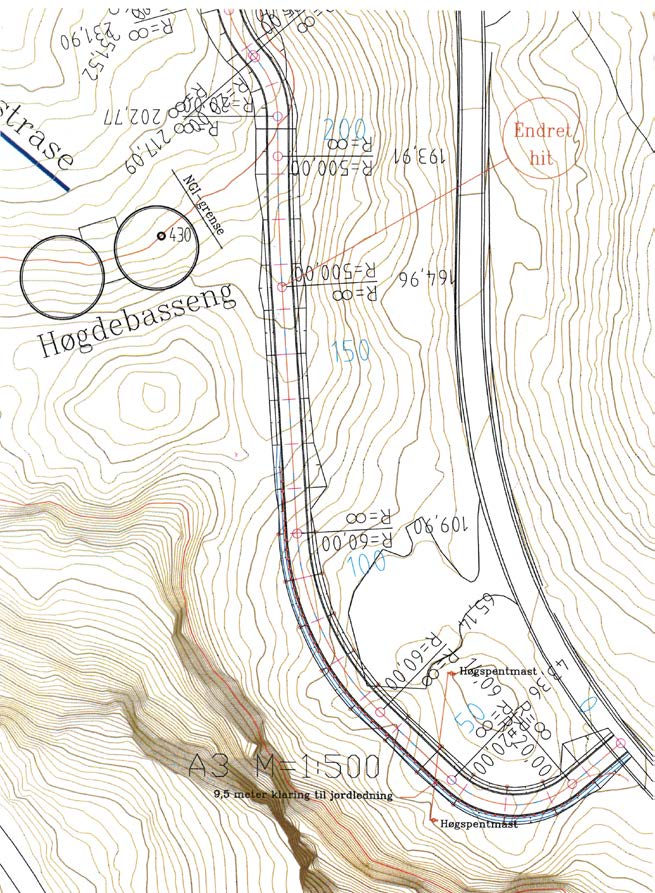 Side: 3 Figur 2 Detaljkart av planlagt atkomstveg. Faren for utfall ved sprenging Bergarten består av eokambrisk kvartssandstein (NGU Nr. 185).