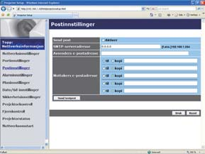 3. Webkontroll 3.5 Postinnstillinger Viser og konfigurerer e-post adresseinnstillinger.