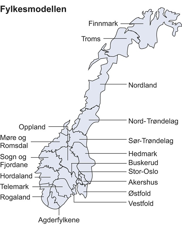 Dette alternativet er utvikla med utgangspunkt i Noregs bu- og arbeidsmarknadsregionar korrigert for geografiske