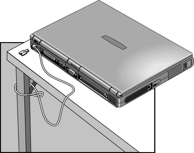 Bruke OmniBook Beskytte OmniBook Koble til en festekabel OmniBook har en innebygd kontakt som lar deg feste maskinen med en kabel.