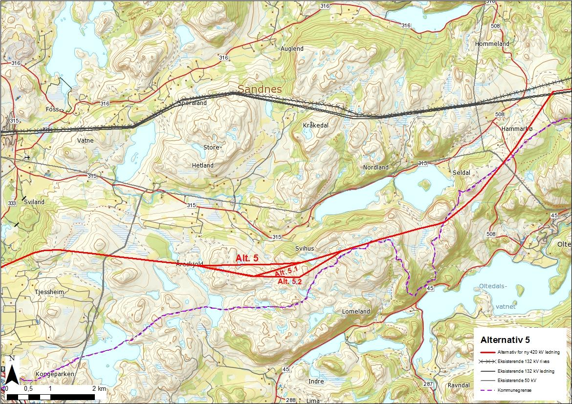 esember 2016 Tilleggssøknad Lyse - Fagrafjell Figur 8: Alternativ 5 området Seldalsheia til området Espeland Statnett omsøker alternativ 5, og prioriterer dette over alternativ 2 og 2B. 5.3.