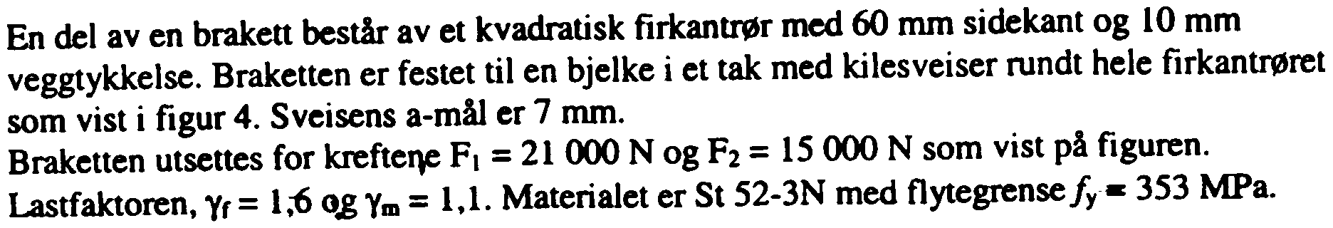 Oppgave 4 En del aven braken består av et kvadratisk firkantrør med 60 mm sidekant og 10 mm veggtykkelse.