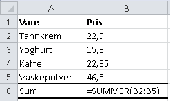 med. Se verktøyopplæring regneark: Bli kjent med regnearket Vise formler og