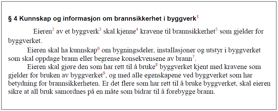 Side 5 av 22 Det er eieren som har ansvaret for å gjøre seg kjent med og formidle opplysningene om brannsikkerhet i byggverket.