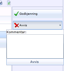 Godkjenning I dette vinduet foretar man godkjenning av timeregistrering, fravær og skjemaforslag (nye arbeidsplaner). 1.