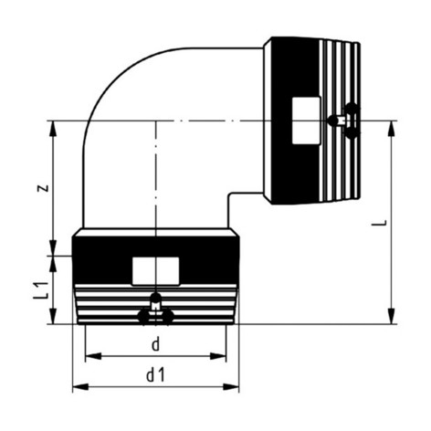 Elektrobend 90 PE 100 SDR 11 Electrofusion elbow 90 PE 100 SDR 11 NRF d d1 L L1 z Vekt nr mm mm mm mm mm kg 244 70 21 20 35 54 34 20 0.093 244 86 86 25 35 54 34 20 0.078 244 86 89 32 44 53 36 17 0.