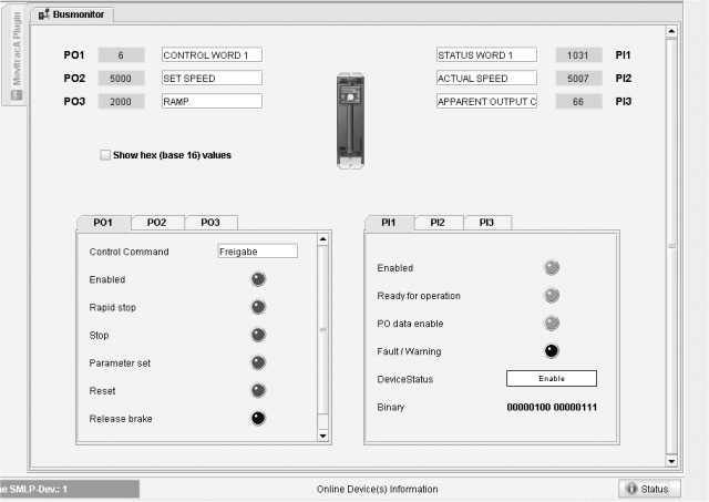 Integrert webserver Diagnostikk-applets struktur 10 Eksempel: Plugin Busmonitor for MOVITRAC Til visning av prosessdata mellom styringen og