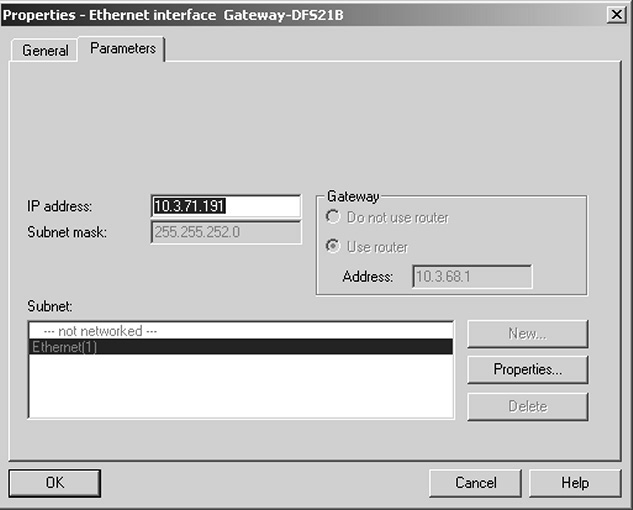 Prosjektering med PROFINET Prosjektering av PROFINET IO-Controller 7 For å legge inn den på forhånd tilordnete IP-adressen (Æ bildet