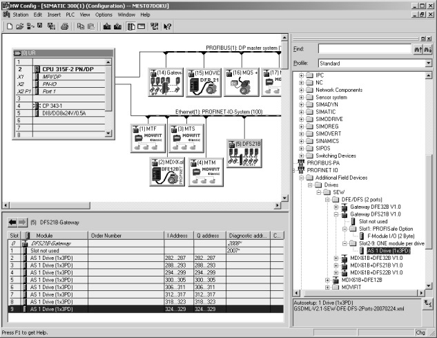 Prosjektering med PROFINET Prosjektering av PROFINET IO-Controller 7 Bildet nedenfor viser tilhørende